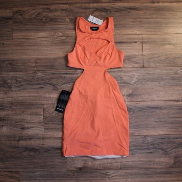 Bebe Cutout Midi Orange Dress - Picture 5 of 10